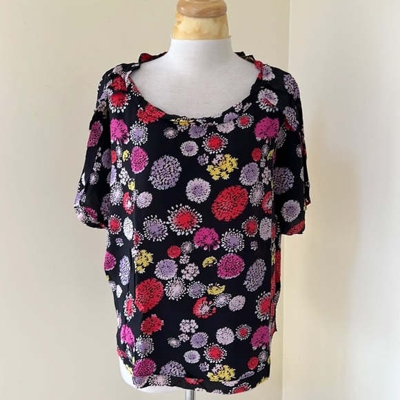 dolan Tops - DOLAN size M black multi pleated shoulder silk top